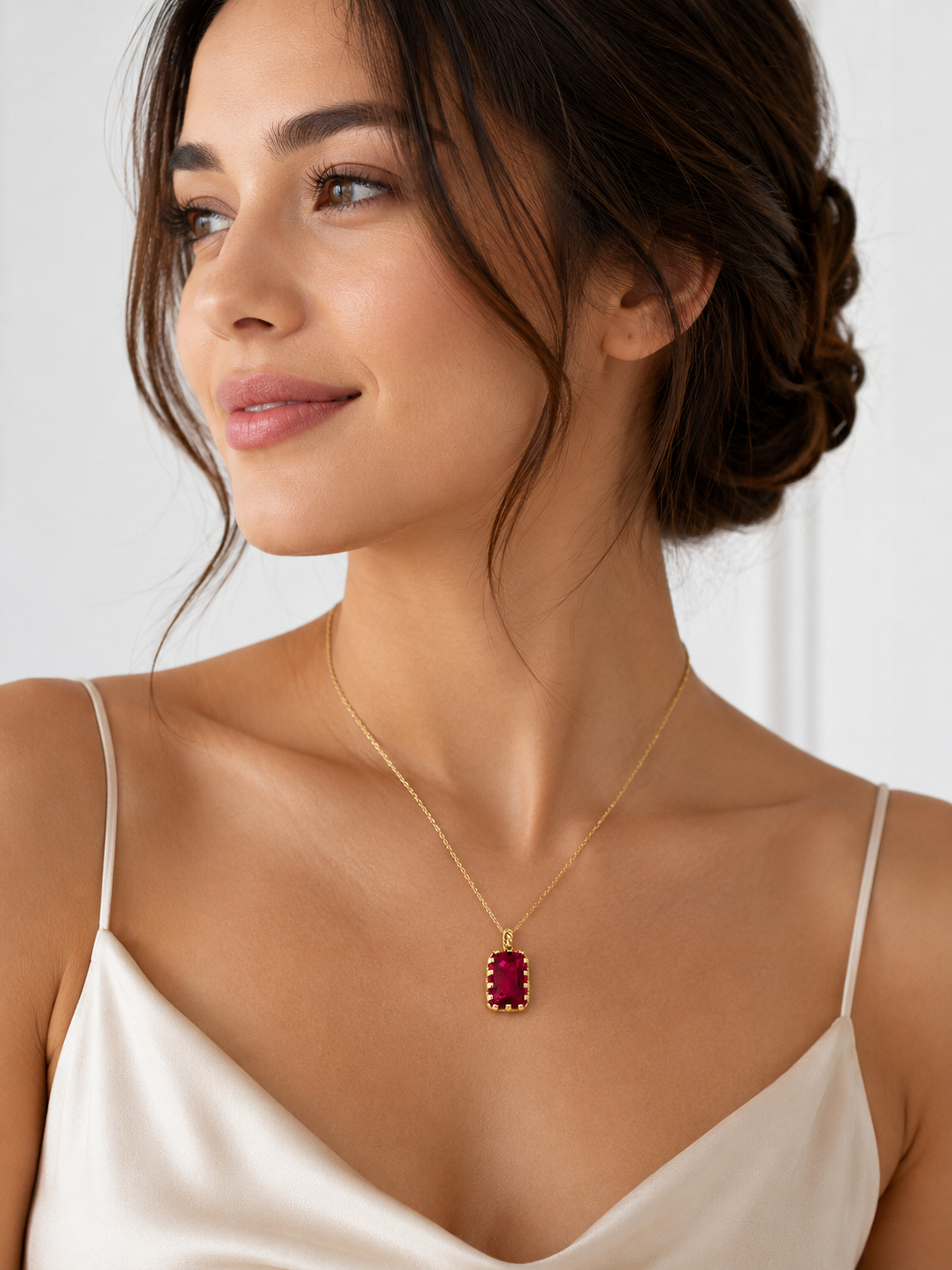 Royal Ruby Rectangular Gemstone Pendant
