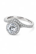 Luxury Halo Solitaire Ring – Silver-Tone Crystal Statement Ring for Women
