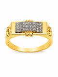 18K Gold Diamond Rectangular Signet Ring for Men