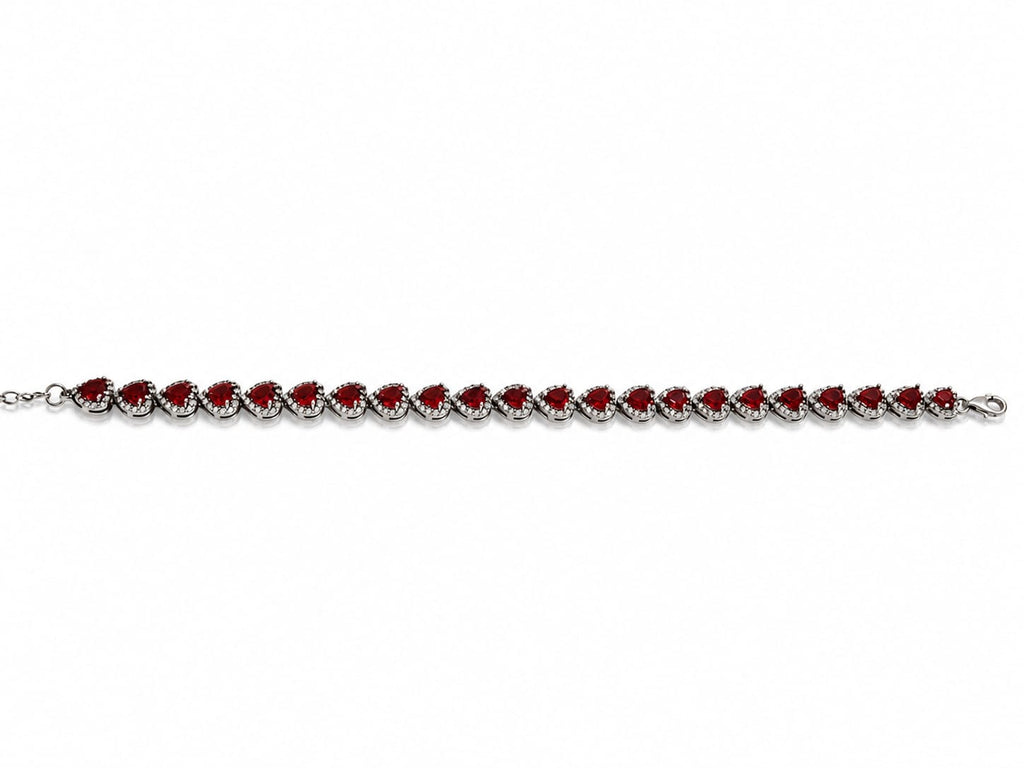 Kritharth Jewels Ruby Heart Tennis Bracelet – Silver Finish