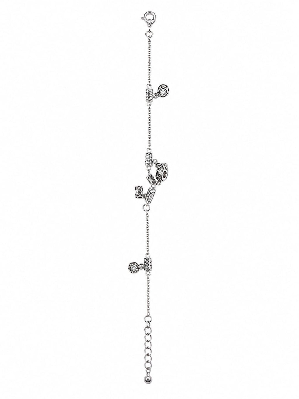 925 Sterling Silver Multi-Charm Adjustable Bracelet for Women