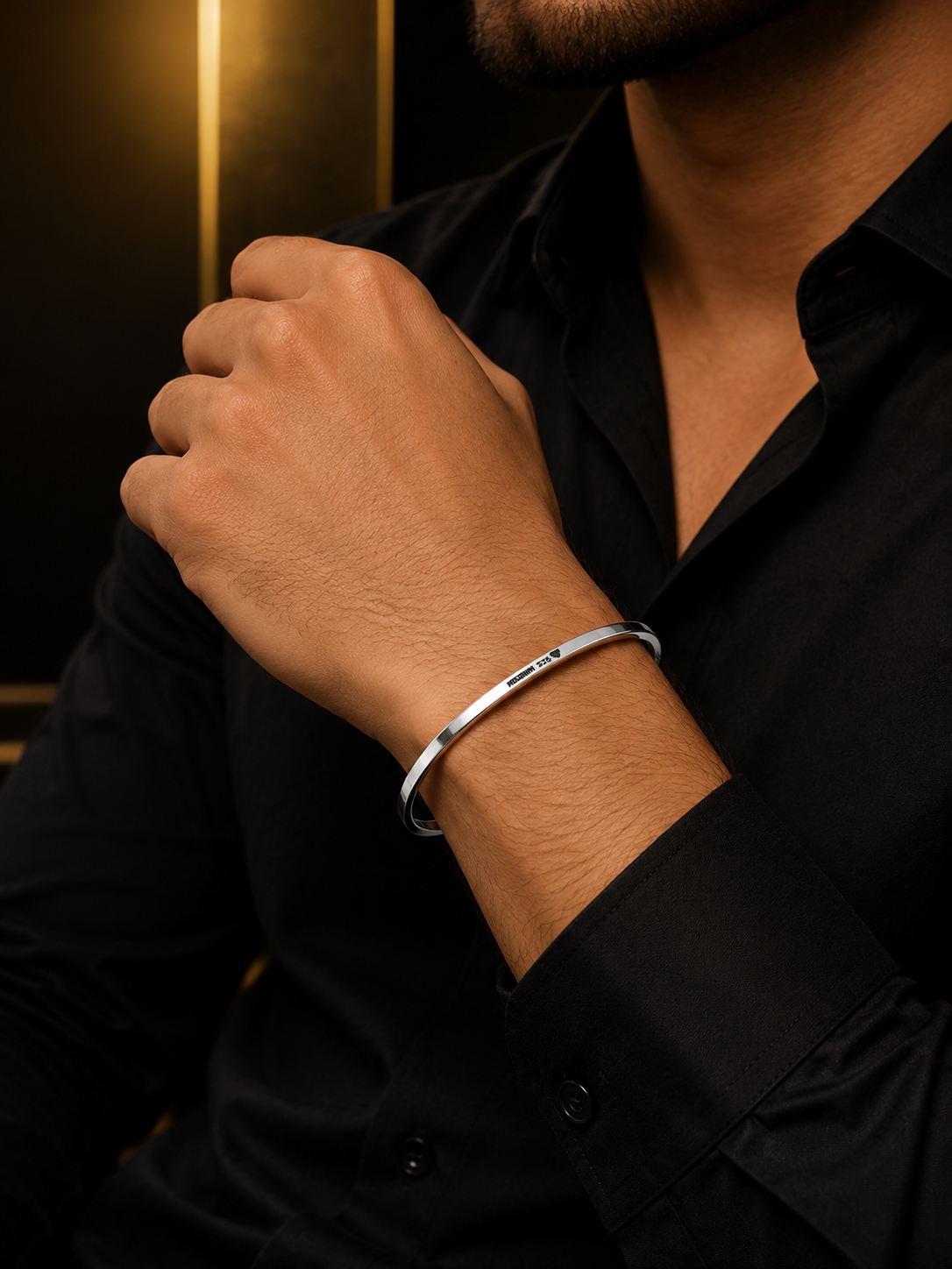 Kritharth Jewels 925 Sterling Silver Classic Plain Kada/Bangle for Men