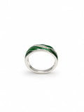 Kritharth Jewels Sterling Silver Green Enamel Ring with Zircon Accent