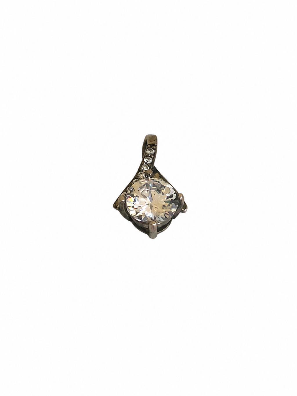 Classic Solitaire Crystal Pendant – Silver-Tone Sparkling Necklace Charm