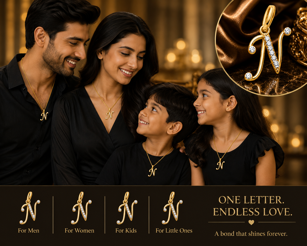 18K Gold Diamond Initial "N" Pendant