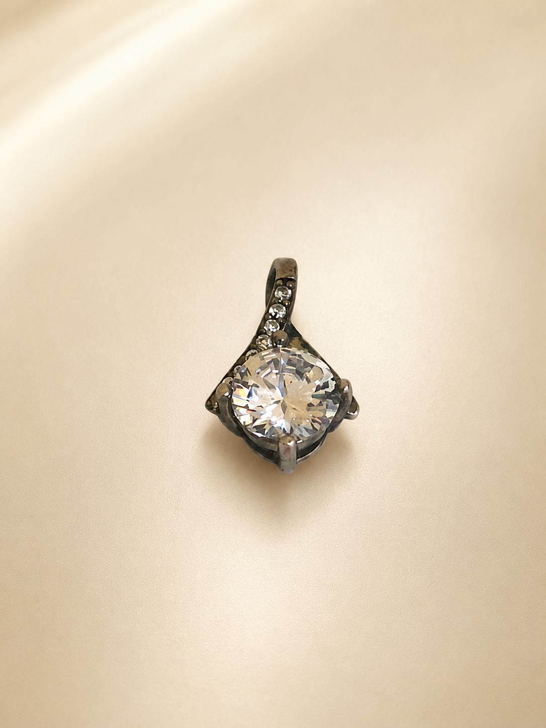Classic Solitaire Crystal Pendant – Silver-Tone Sparkling Necklace Charm