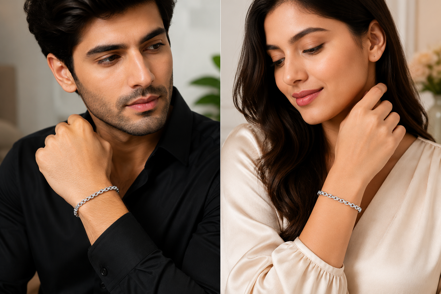 Kritharth Jewels Premium Silver Link Bracelet – Unisex