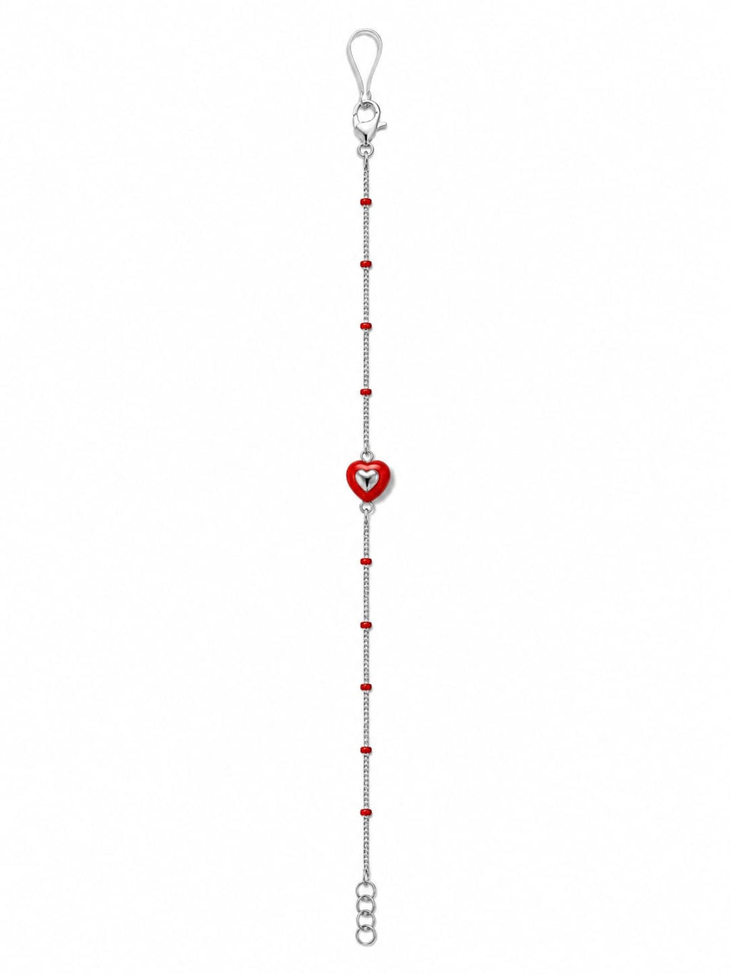 925 Sterling Silver Red Heart Adjustable Bracelet for Women
