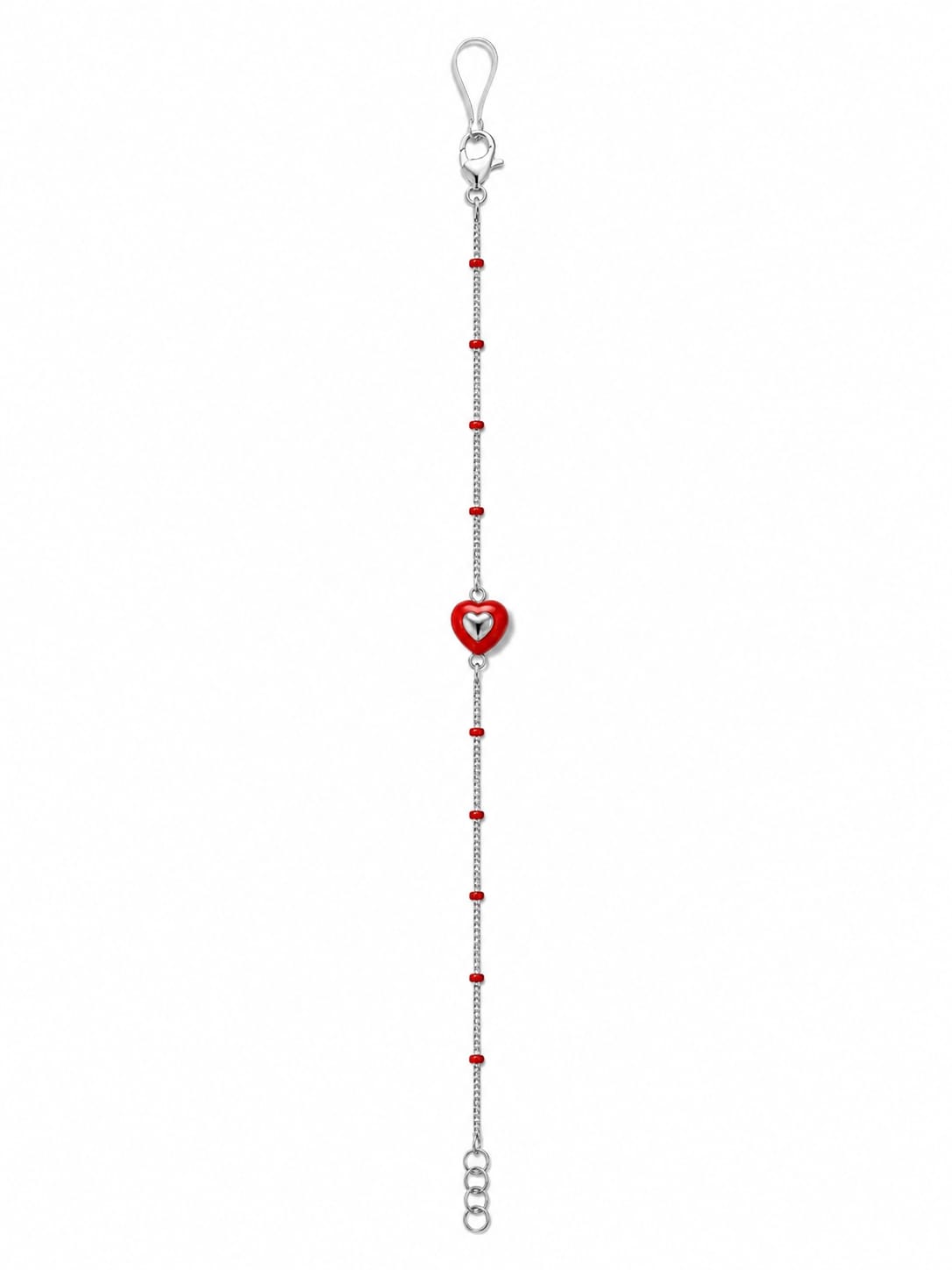 925 Sterling Silver Red Heart Adjustable Bracelet for Women