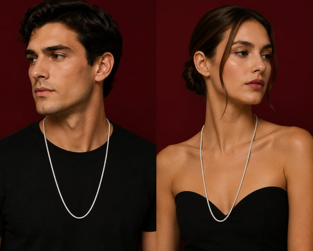 Elegant Silver-Tone Crystal Tennis Chain Necklace