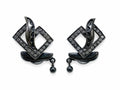 Vintage Geometric Crystal Drop Earrings – Black Rhodium Finish