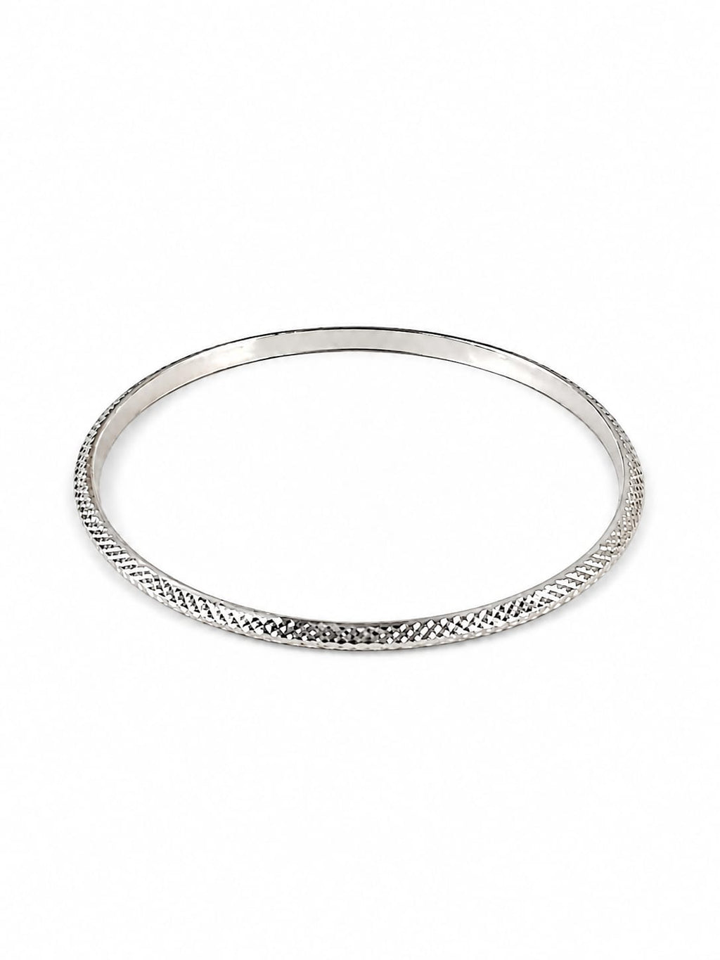 925 Sterling Silver Diamond-Cut Textured Bangle for Men