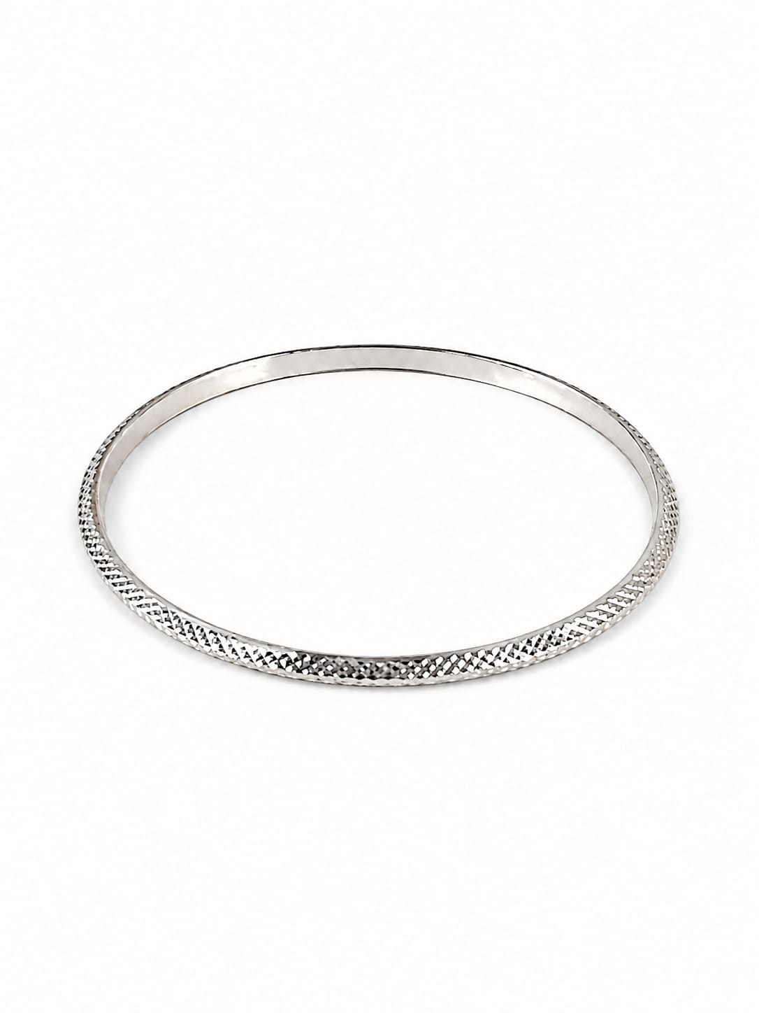 925 Sterling Silver Diamond-Cut Textured Bangle for Men