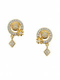 18K Gold  CZ Floral Drop Stud Earrings