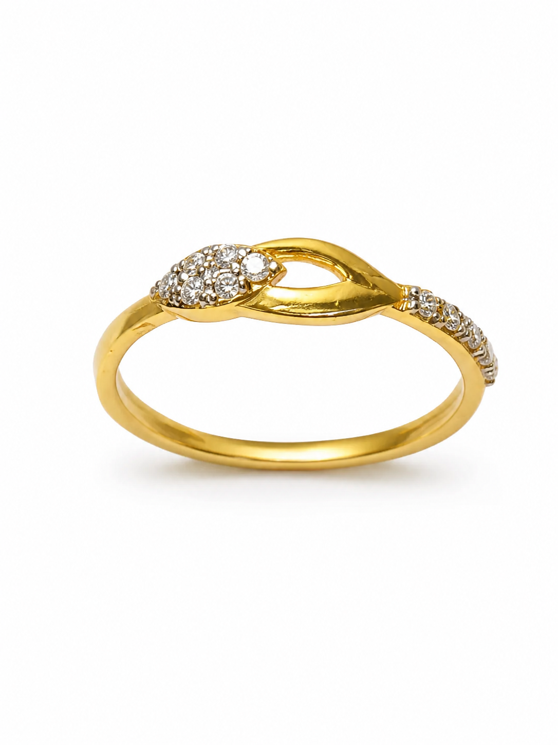 18K Gold Diamond Infinity Twist Ring for Women