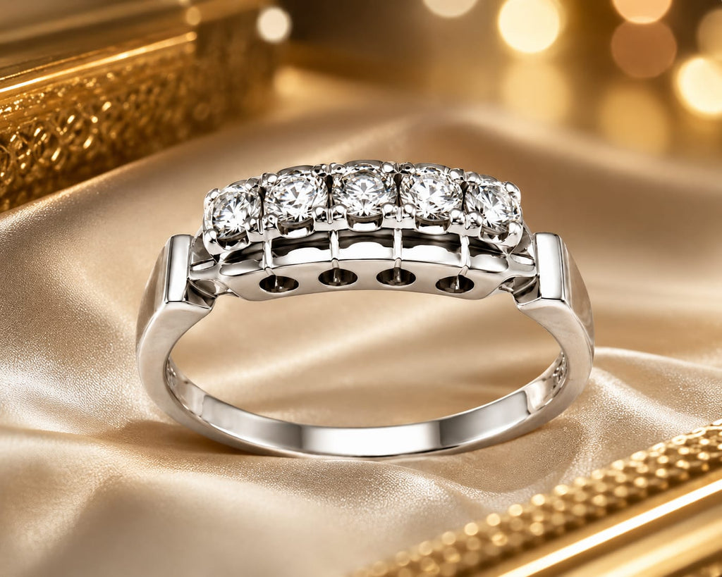 Sterling Silver Five-Stone Diamond Ring for Women