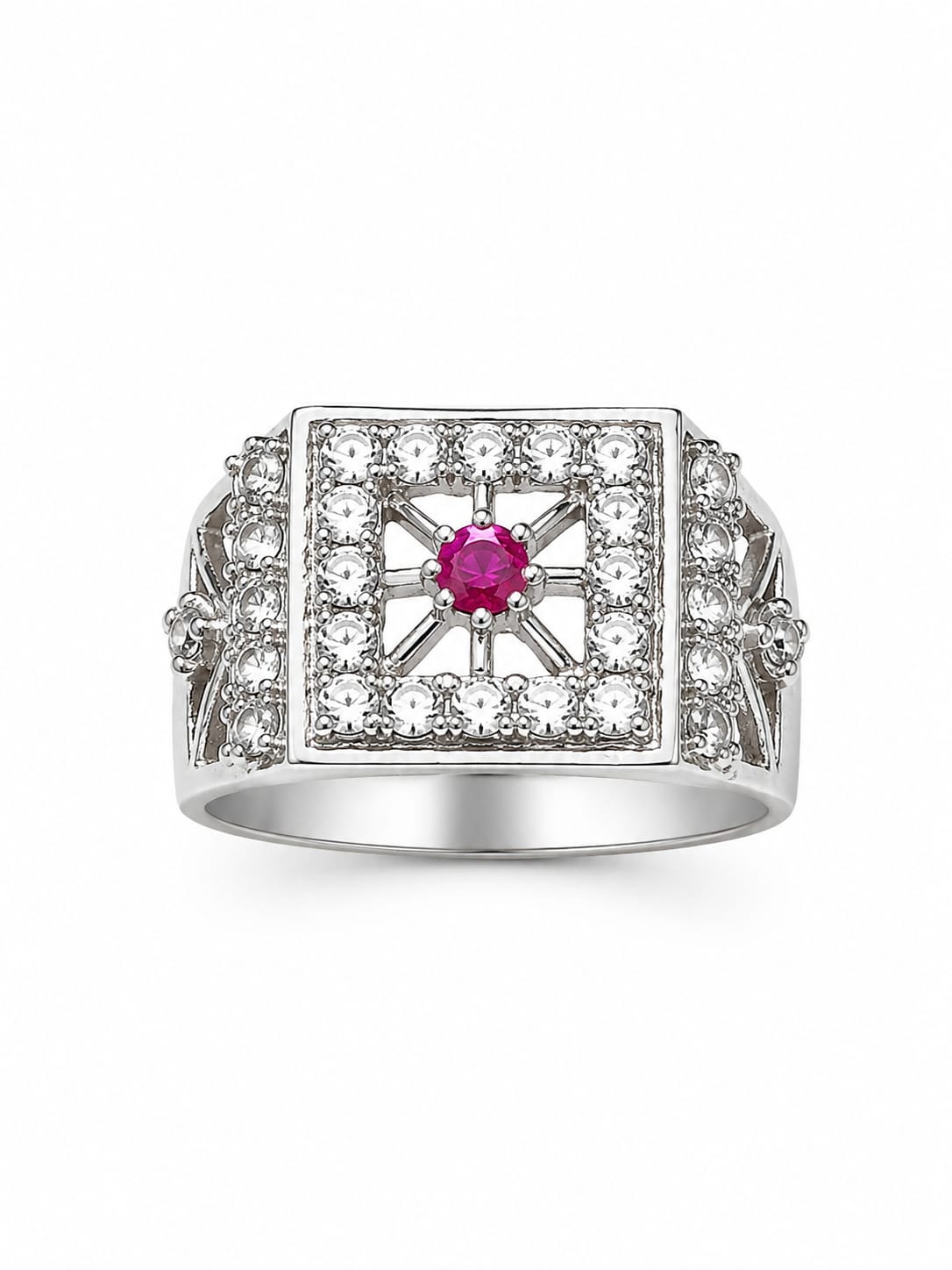 925 Sterling Silver Square Halo Ring for Men