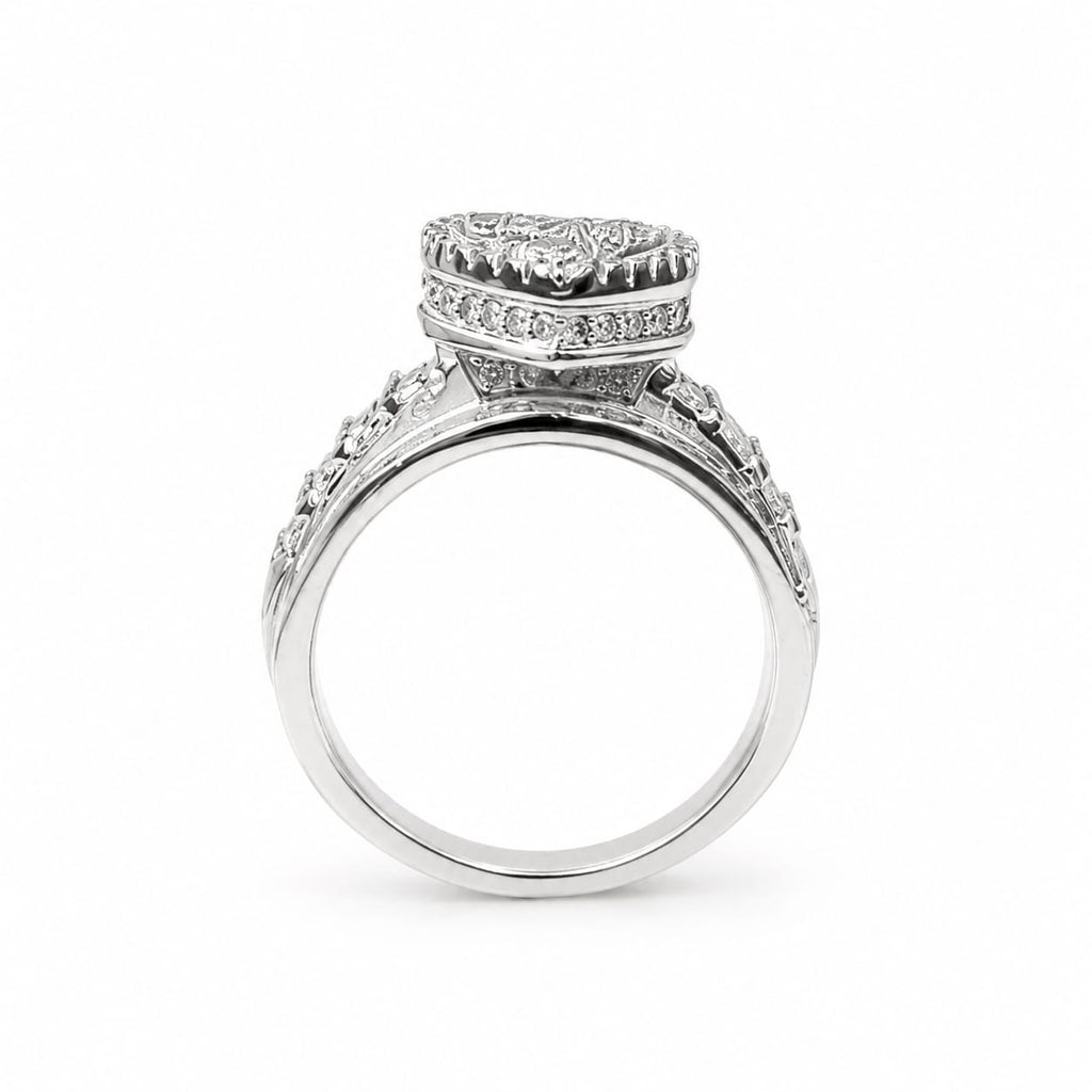 Kritharth Jewels Silver-Tone Halo Designer Ring for Women