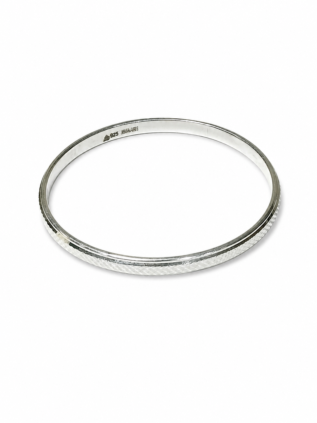 925 Sterling Silver Textured Bangle for Men