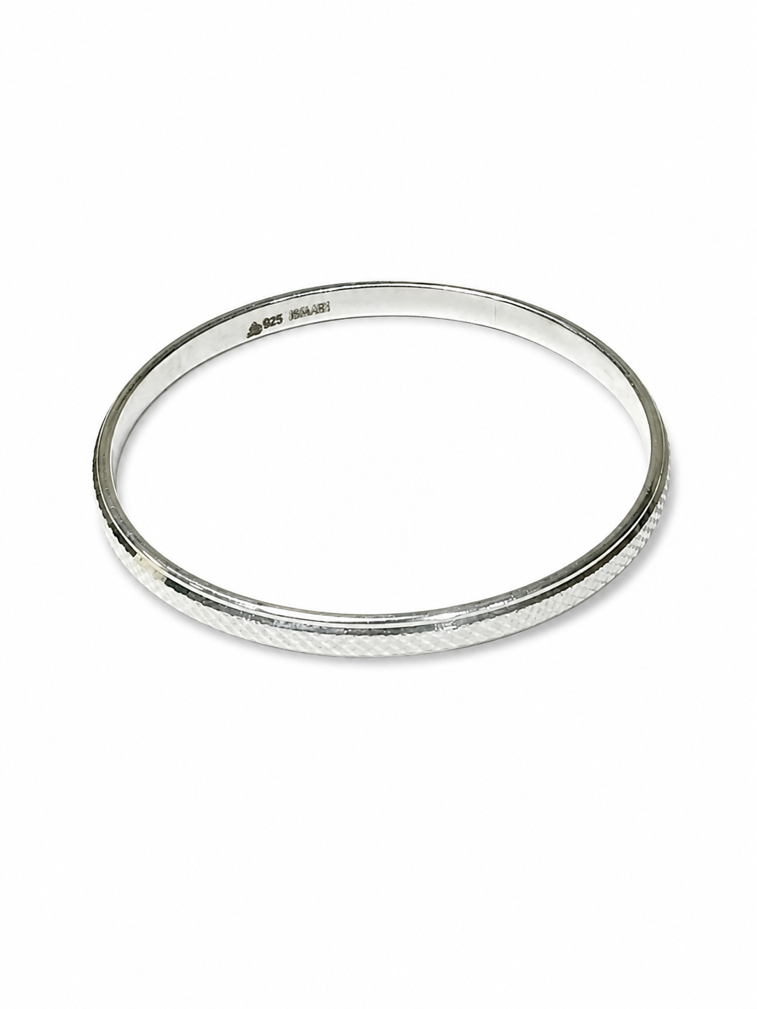 925 Sterling Silver Textured Bangle for Men