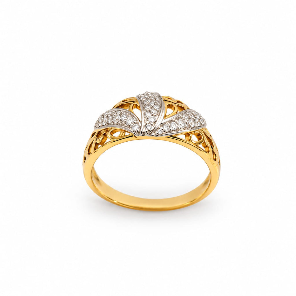 Kritharth Jewels 925 Sterling Silver Gold-Plated Floral Zircon Ring