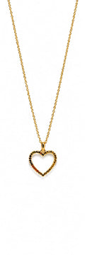Rainbow Heart Pendant Necklace – Elegant Gold-Tone Open Heart Charm