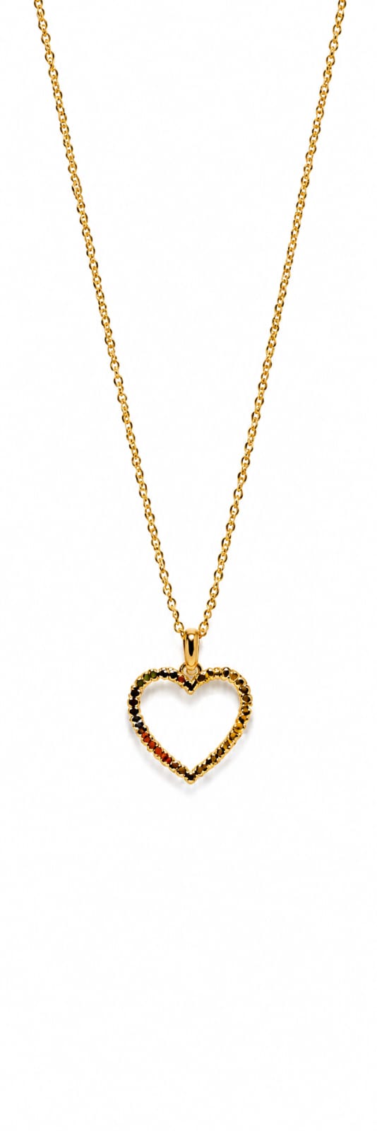 Rainbow Heart Pendant Necklace – Elegant Gold-Tone Open Heart Charm