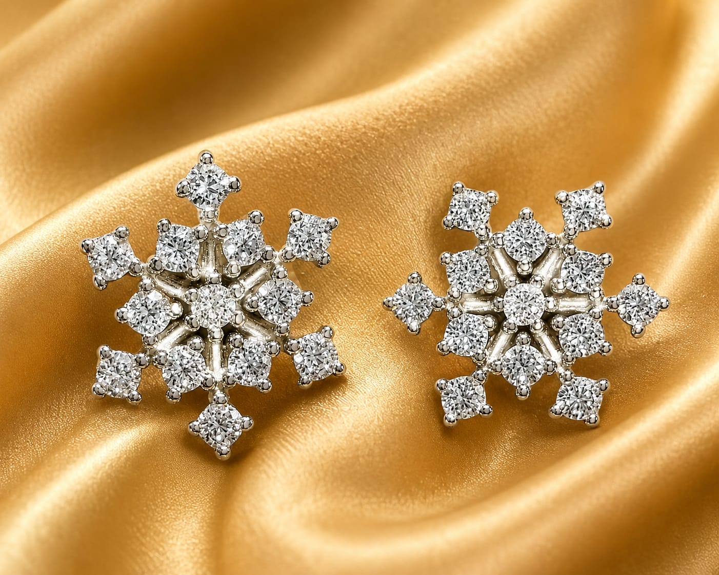 Sparkling Snowflake Crystal Stud Earrings – Silver Plated Winter Collection