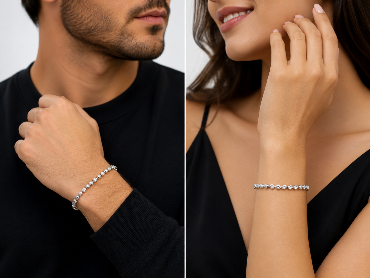 Kritharth Jewels Silver-Tone Crystal Bead Bracelet