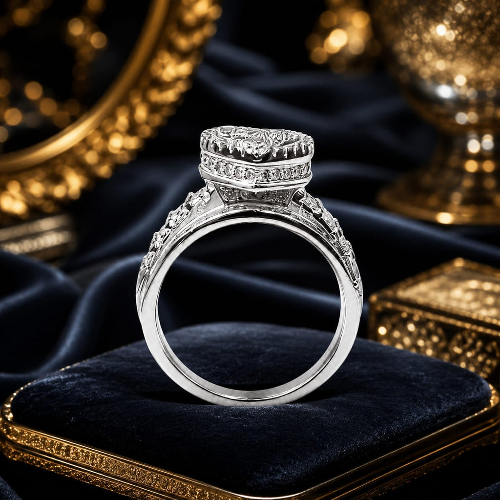 Kritharth Jewels Silver-Tone Halo Designer Ring for Women
