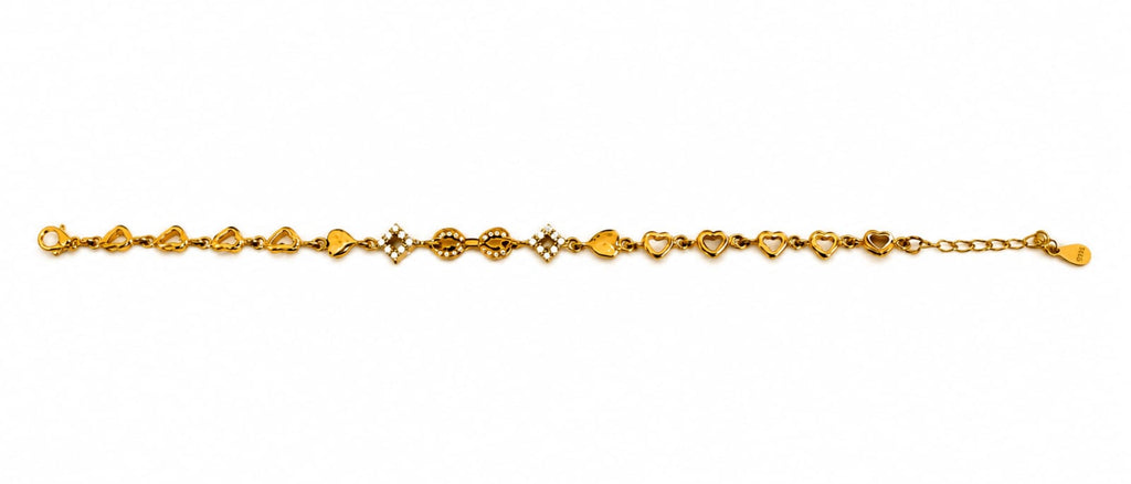 Kritharth Jewels 925 Sterling Silver Gold-Plated Heart Charm Bracelet