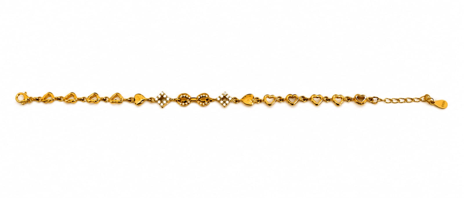 Kritharth Jewels 925 Sterling Silver Gold-Plated Heart Charm Bracelet