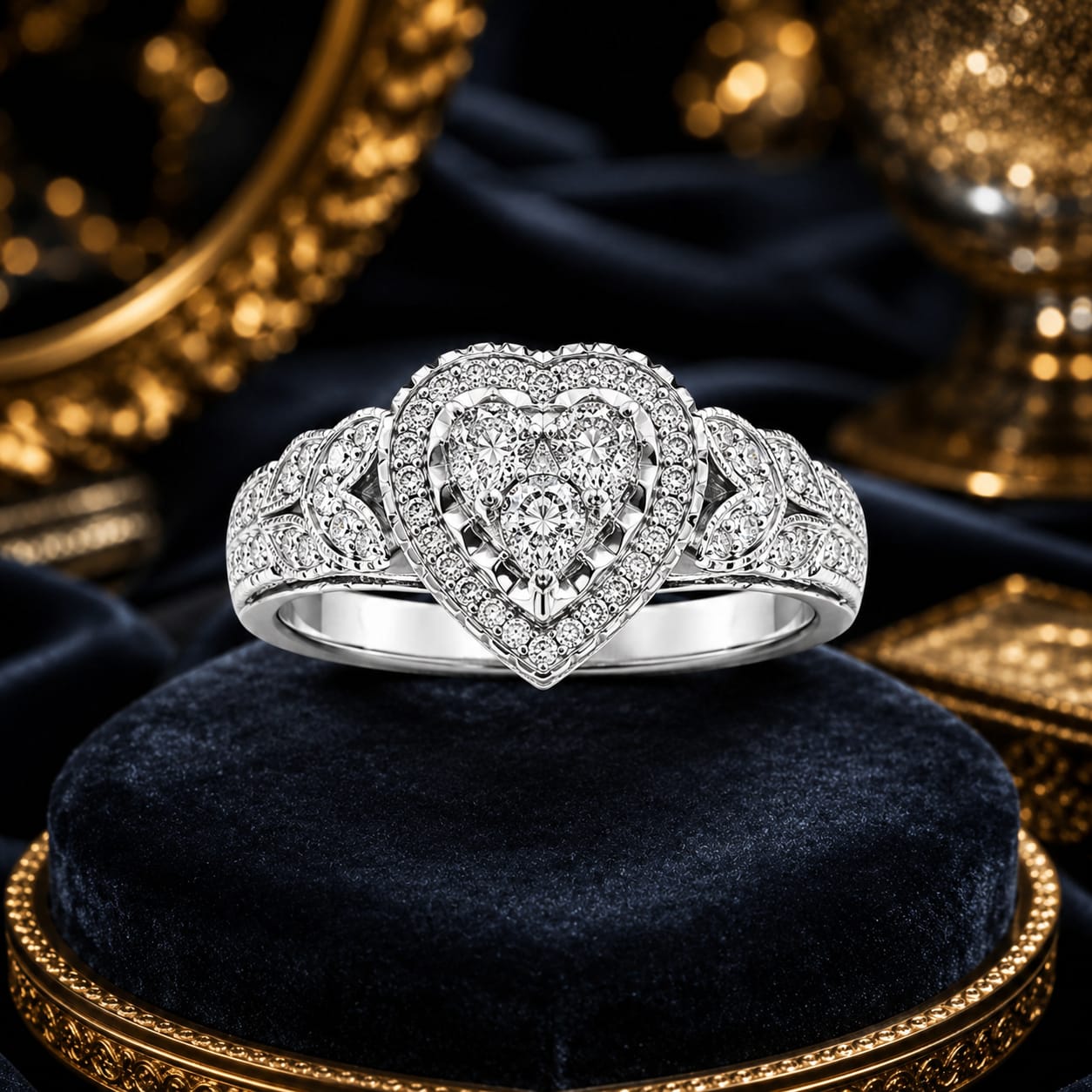 Kritharth Jewels Silver-Tone Halo Designer Ring for Women