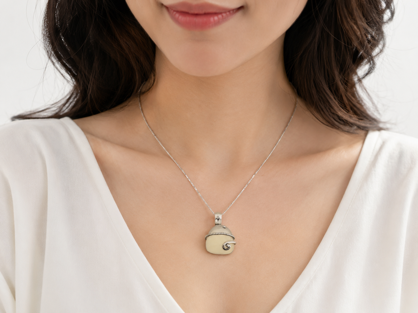 White Gemstone Cage Pendant