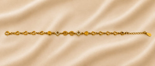 Kritharth Jewels 925 Sterling Silver Gold-Plated Heart Charm Bracelet