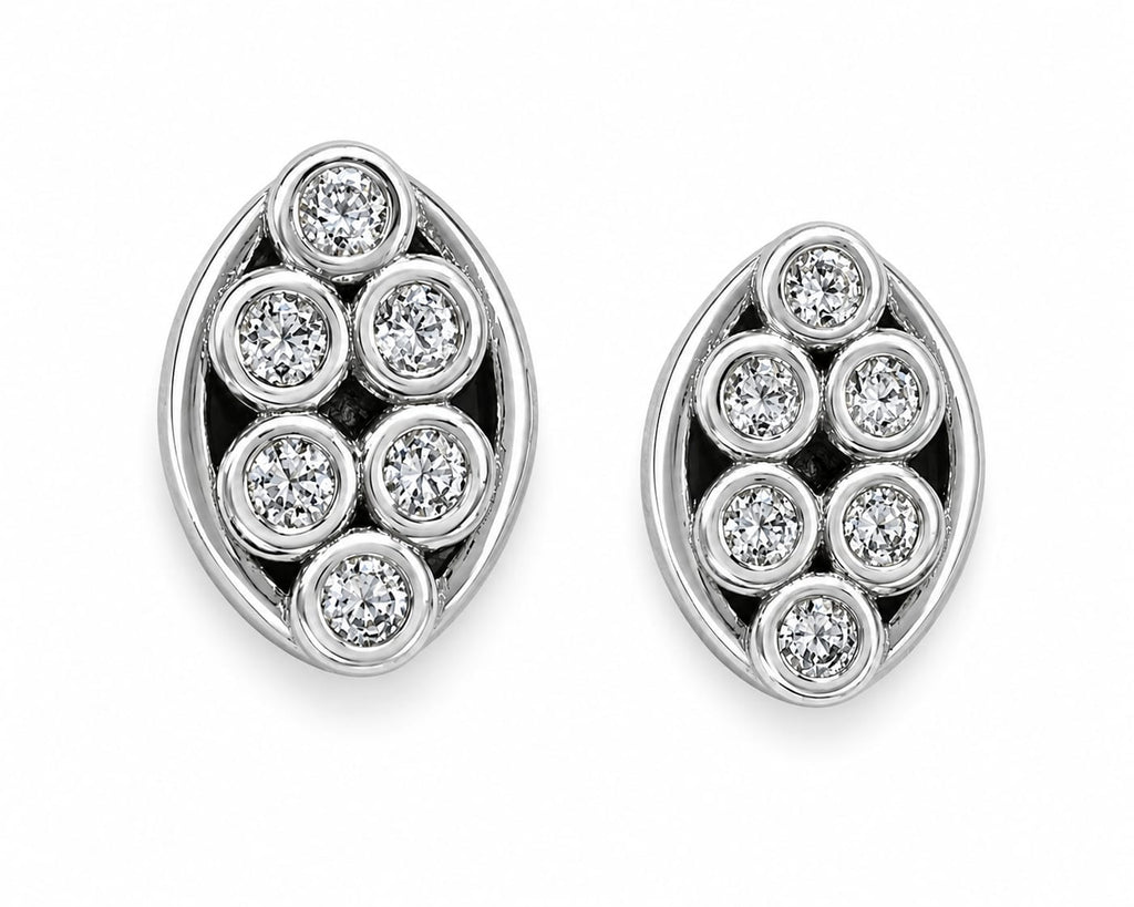 Elegant Marquise Crystal Cluster Stud Earrings – Silver Plated Luxury Collection