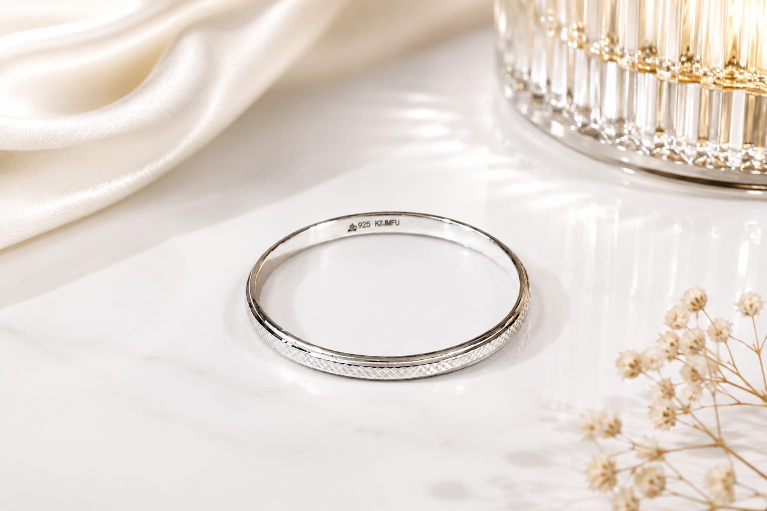 925 Sterling Silver Textured Kada for Men