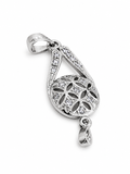 Elegant Silver-Tone Floral Teardrop Pendant Charm with Crystal Accents