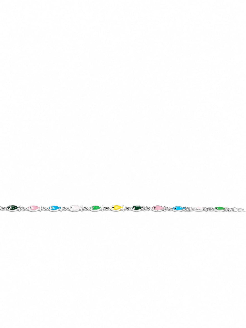 925 Sterling Silver Multicolor Evil Eye Fish Charm Bracelet