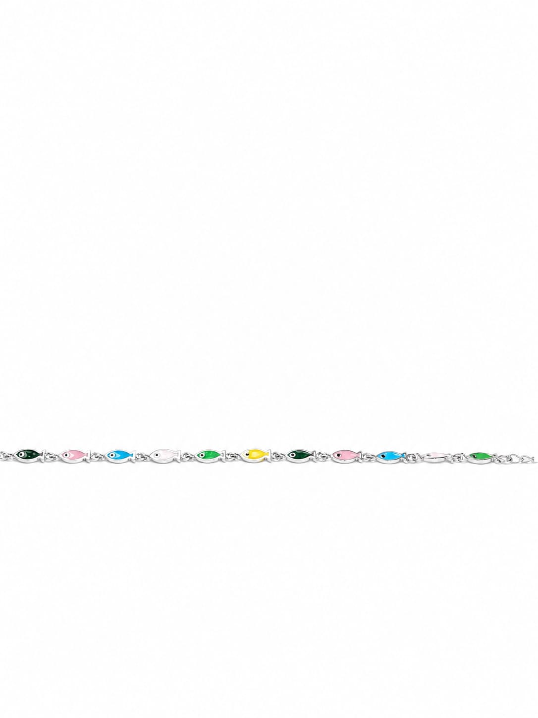925 Sterling Silver Multicolor Evil Eye Fish Charm Bracelet
