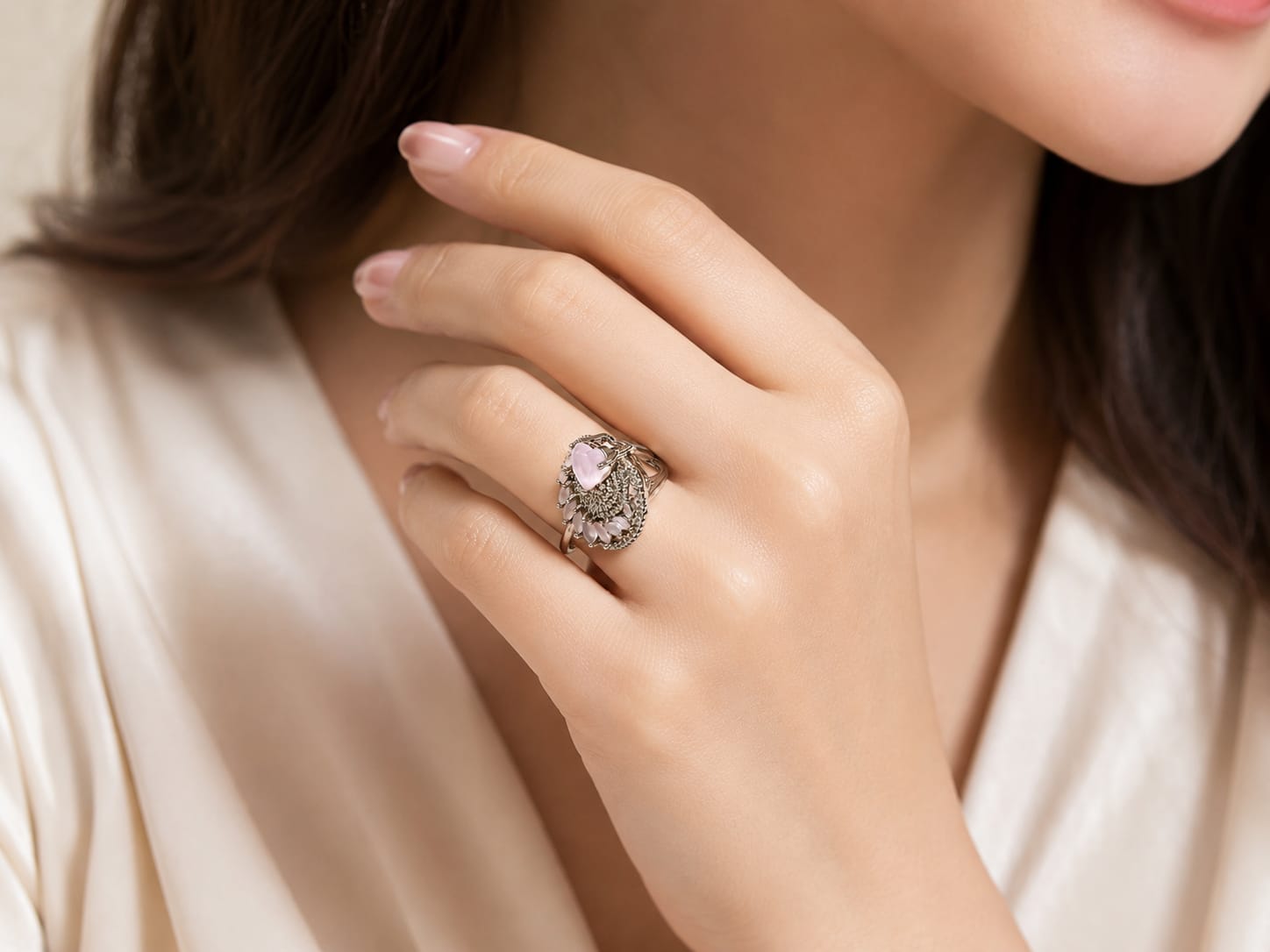 Kritharth Jewels Blush Bloom Floral Statement Ring
