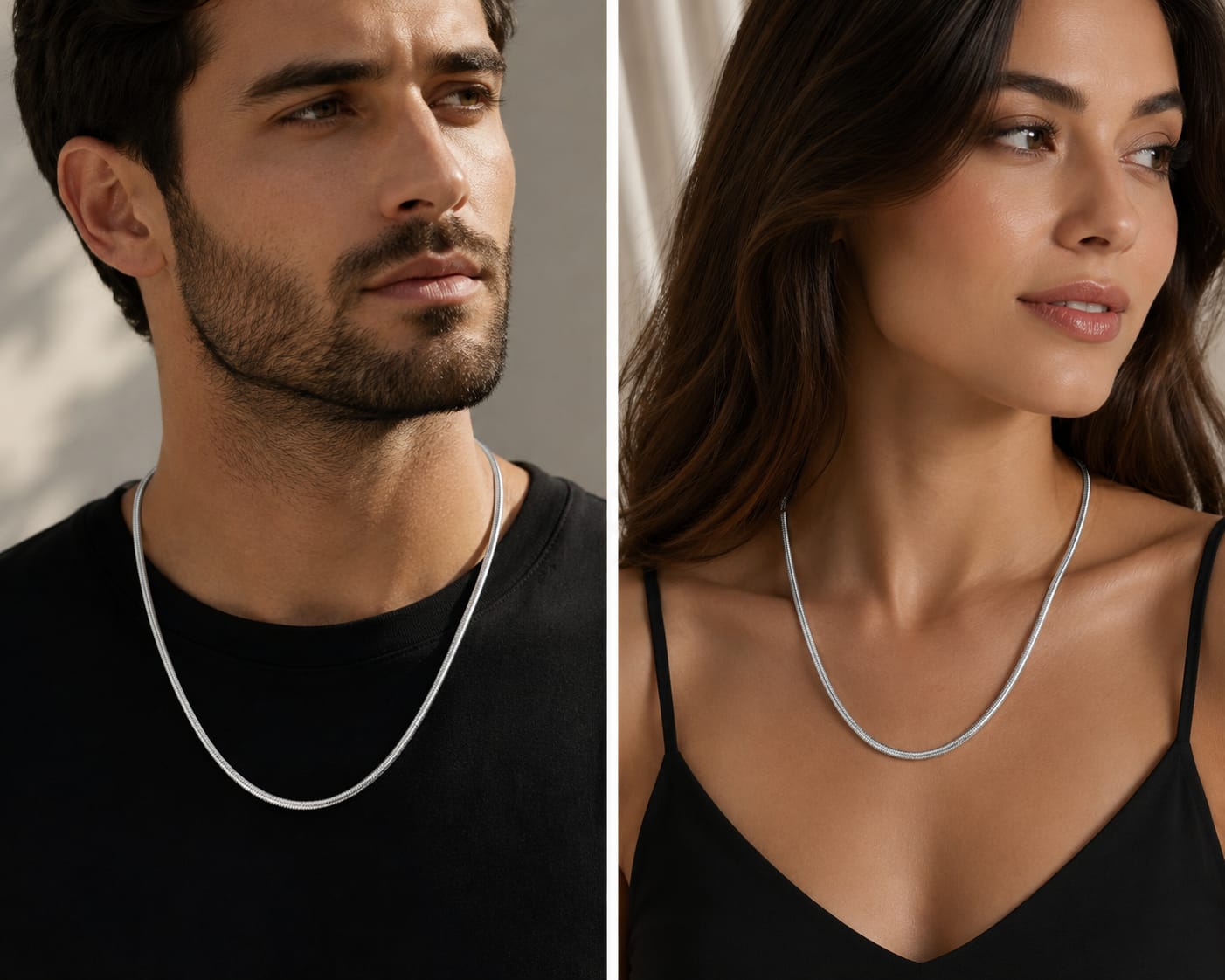 Premium Silver Snake Chain Necklace – Sleek Unisex Fashion Accessory