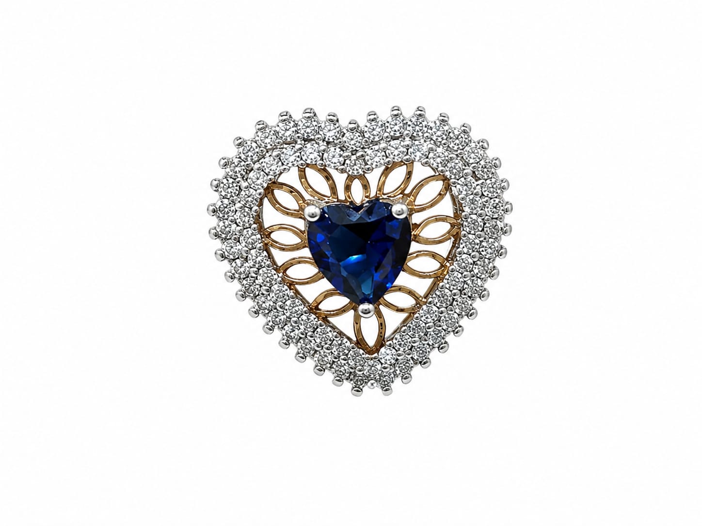 Kritharth Jewels Royal Sapphire Heart Halo Ring