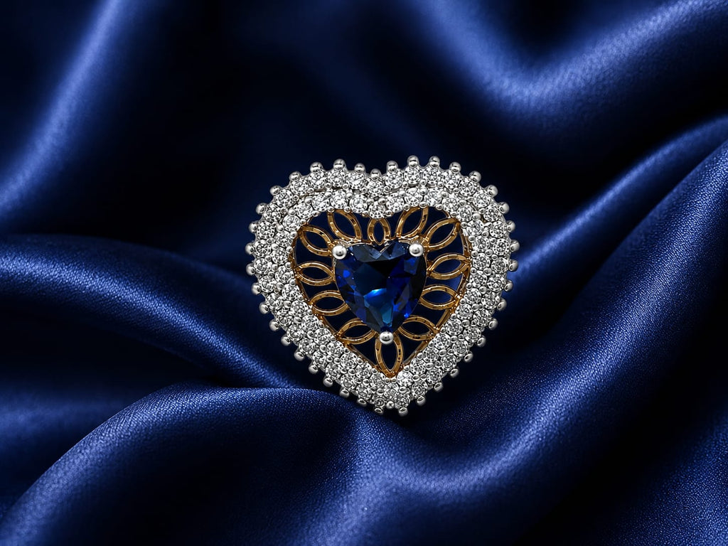 Kritharth Jewels Royal Sapphire Heart Halo Ring