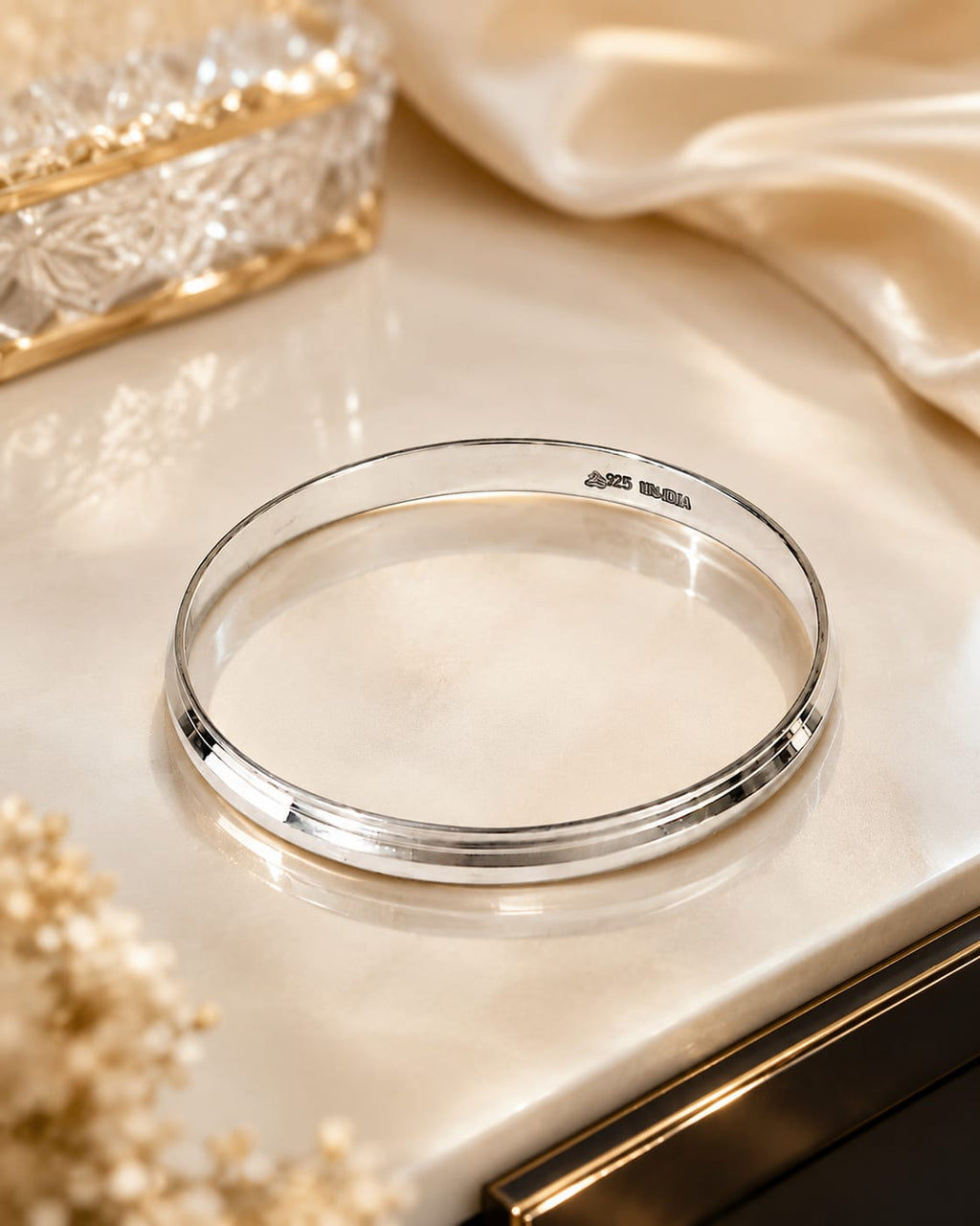925 Sterling Silver Classic Plain Kada for Men