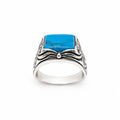 Kritharth Jewels Men's Silver-Tone Turquoise Statement Ring