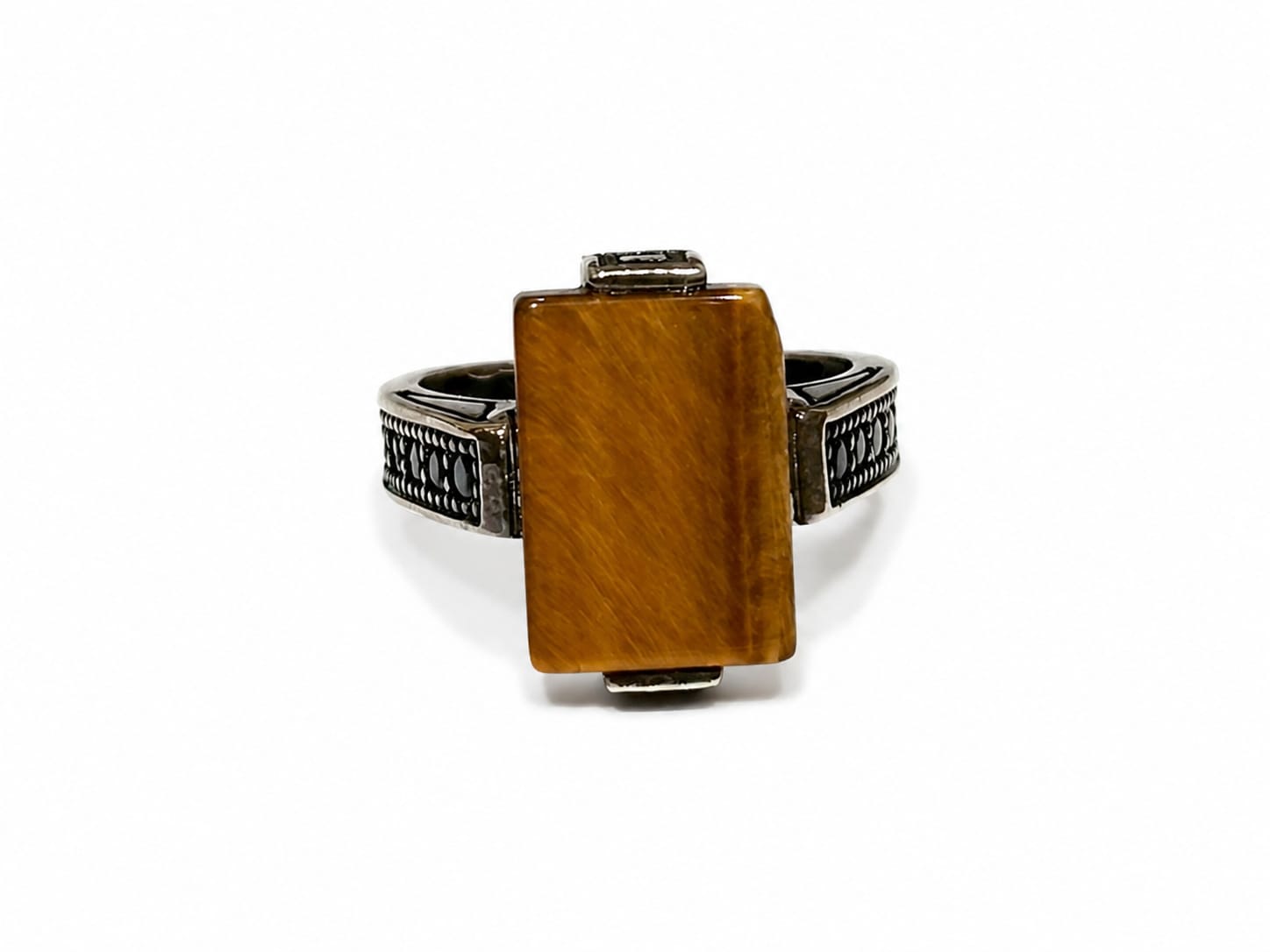 Tiger Eye Stone Men's Signet Ring