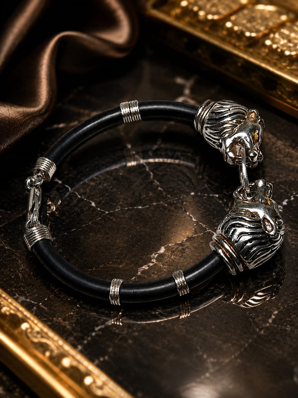 925 Sterling Silver Lion Head Bracelet for Men