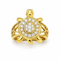925 Sterling Silver Gold-Plated Turtle Ring with Cubic Zirconia for Women