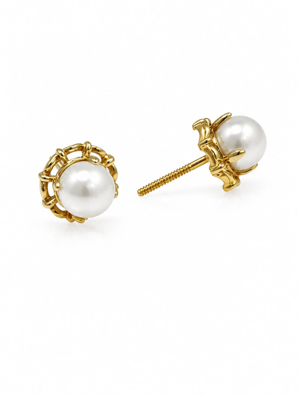 Elegant Gold-Tone Pearl Stud Earrings for Women